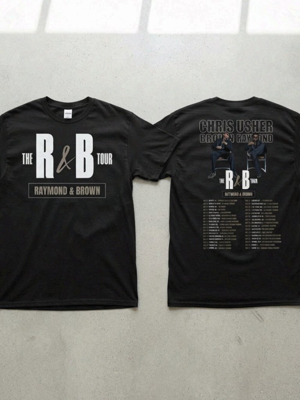 Usher & Chris Brown The R&B Tour 2026 T-Shirt, Raymond & Brown Double-Sided Tee